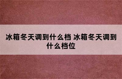 冰箱冬天调到什么档 冰箱冬天调到什么档位